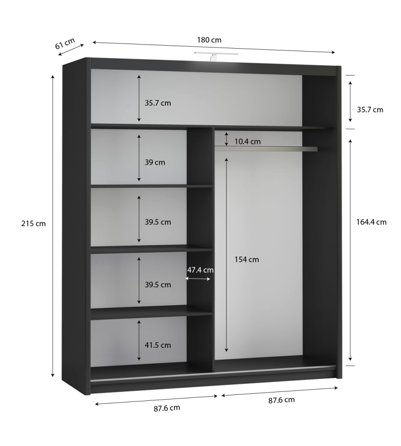 GABA PREMIUM PS 180 cm Sliding Door Wardrobe with Mirror