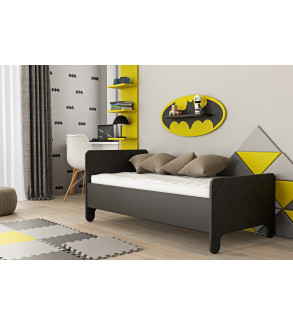 Gaba Nolia Black Children's Baby Bed with Mattress