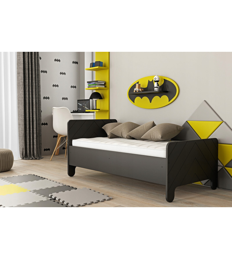 Gaba Nolia Black Children's Baby Bed with Mattress