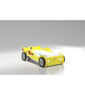 Gaba Monza Car Yellow Children's Baby Bed with Mattress