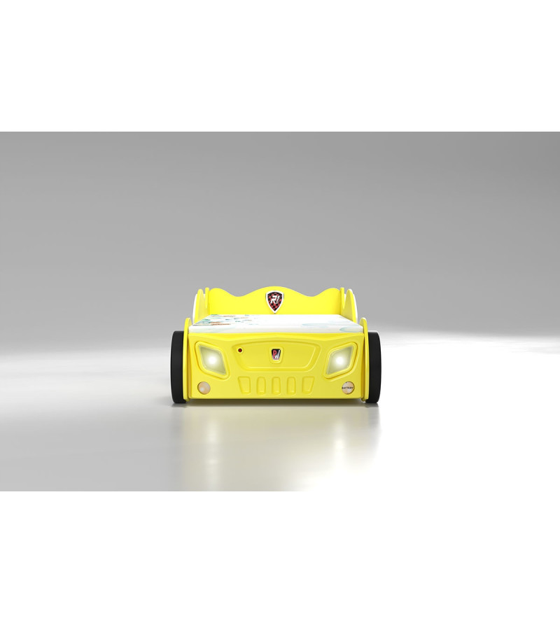 Gaba Monza Car Yellow Children's Baby Bed with Mattress