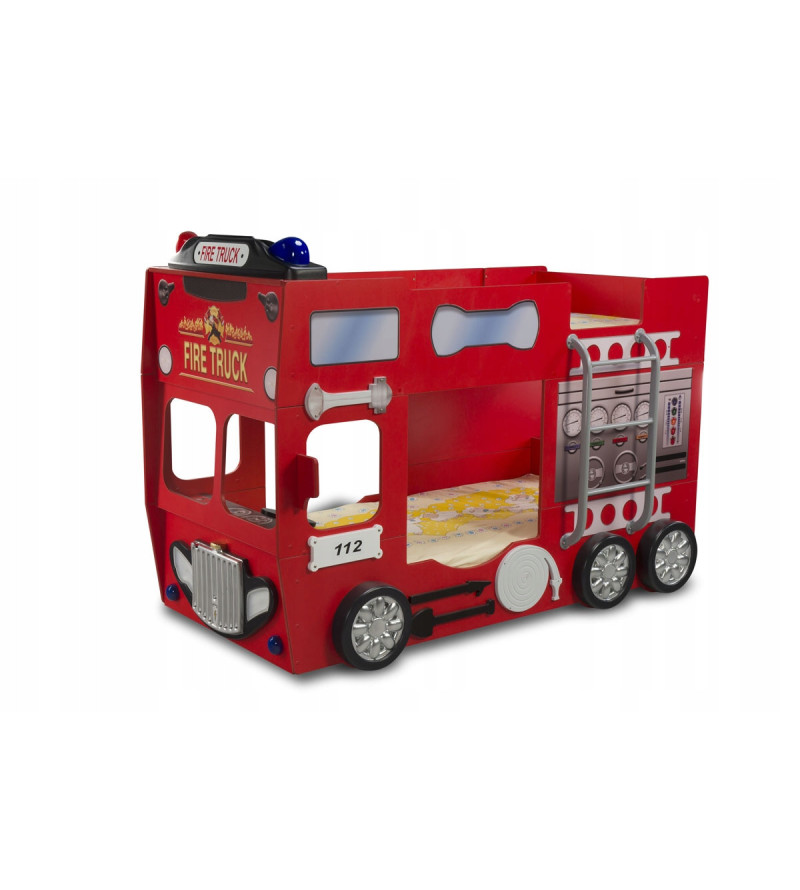 Gaba FIRETRUCK Bunk Children's Baby Bed with Mattress