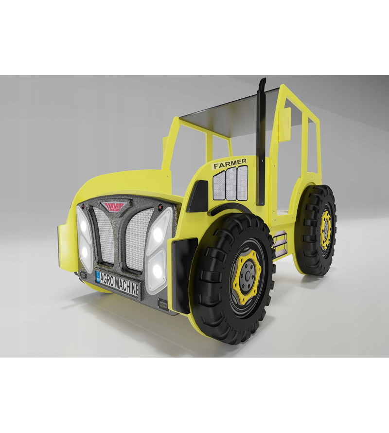 Gaba TRACTOR Yellow Children's Baby Bed with Mattress