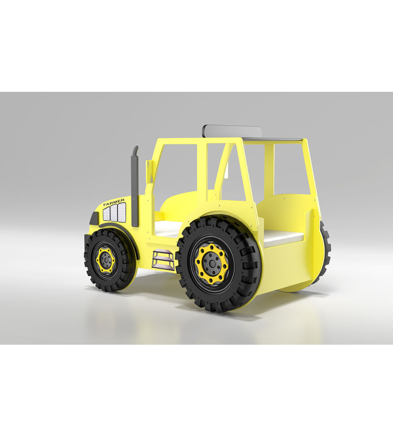 Gaba TRACTOR Yellow Children's Baby Bed with Mattress