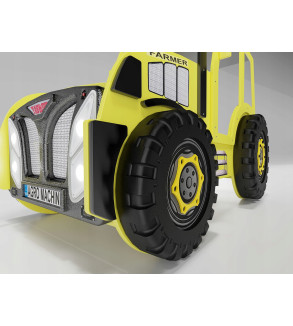 Gaba TRACTOR Yellow Children's Baby Bed with Mattress