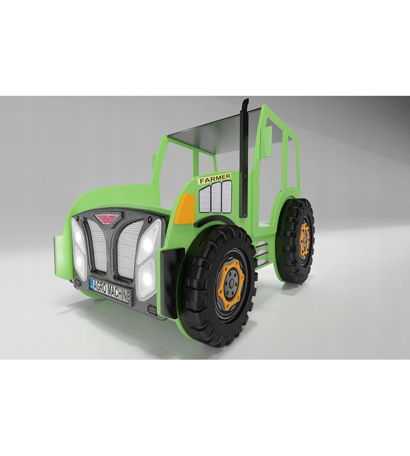 Gaba TRACTOR Green Children's Baby Bed with Mattress