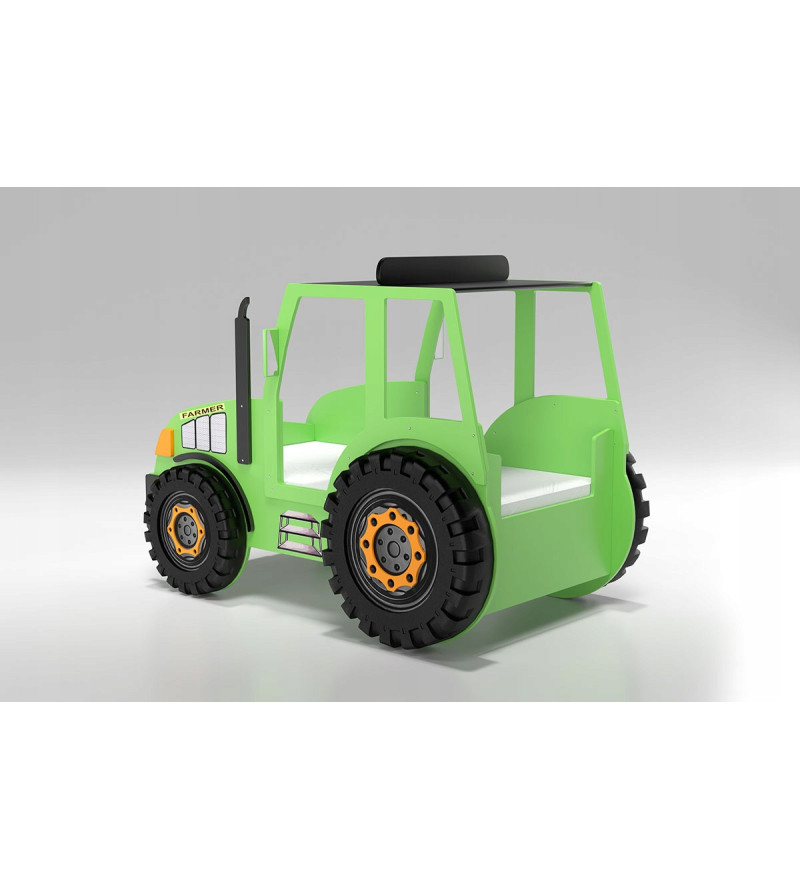 Gaba TRACTOR Green Children's Baby Bed with Mattress