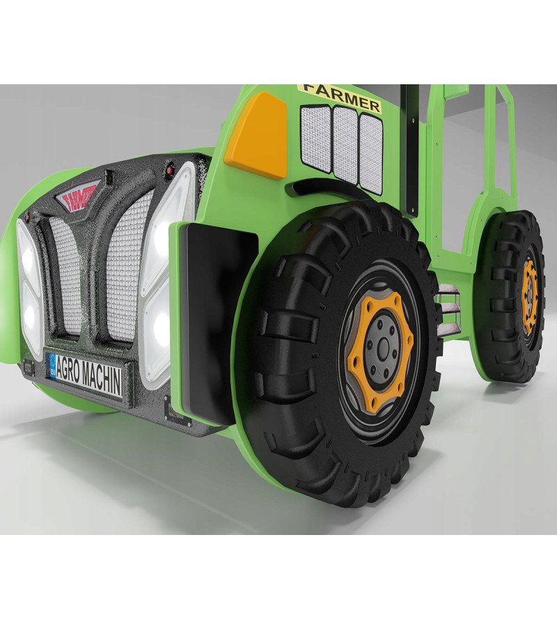 Gaba TRACTOR Green Children's Baby Bed with Mattress