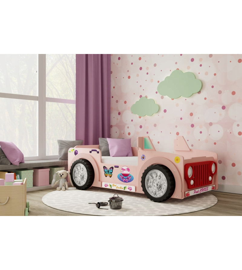 Gaba JEEP PINK Car Children's Baby Bed with Mattress