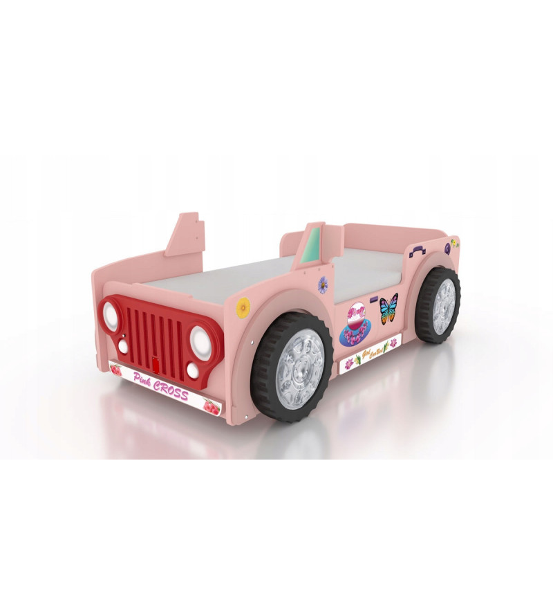 Gaba JEEP PINK Car Children's Baby Bed with Mattress