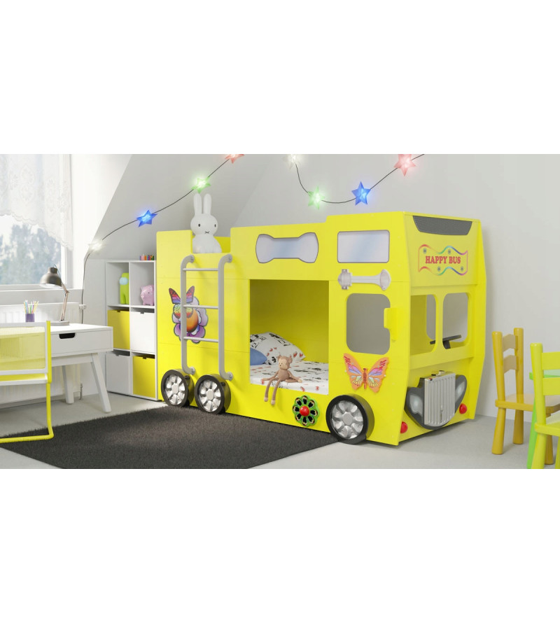 Gaba HAPPY BUS Bunk Children's Baby Bed with Mattress