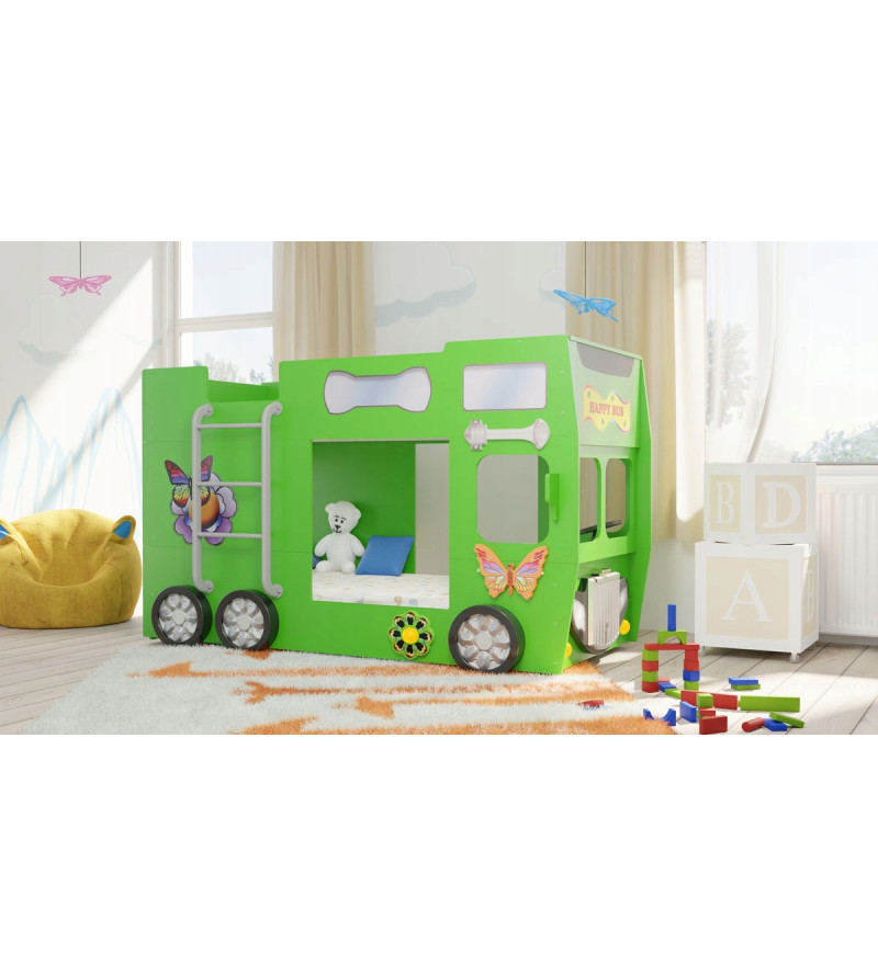 Gaba HAPPY BUS Bunk Children's Baby Bed with Mattress