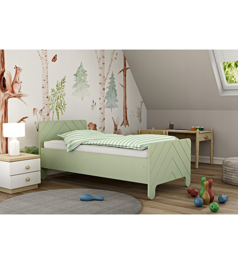 Gaba NOLIA Medium Green Children's Baby Bed with Mattress