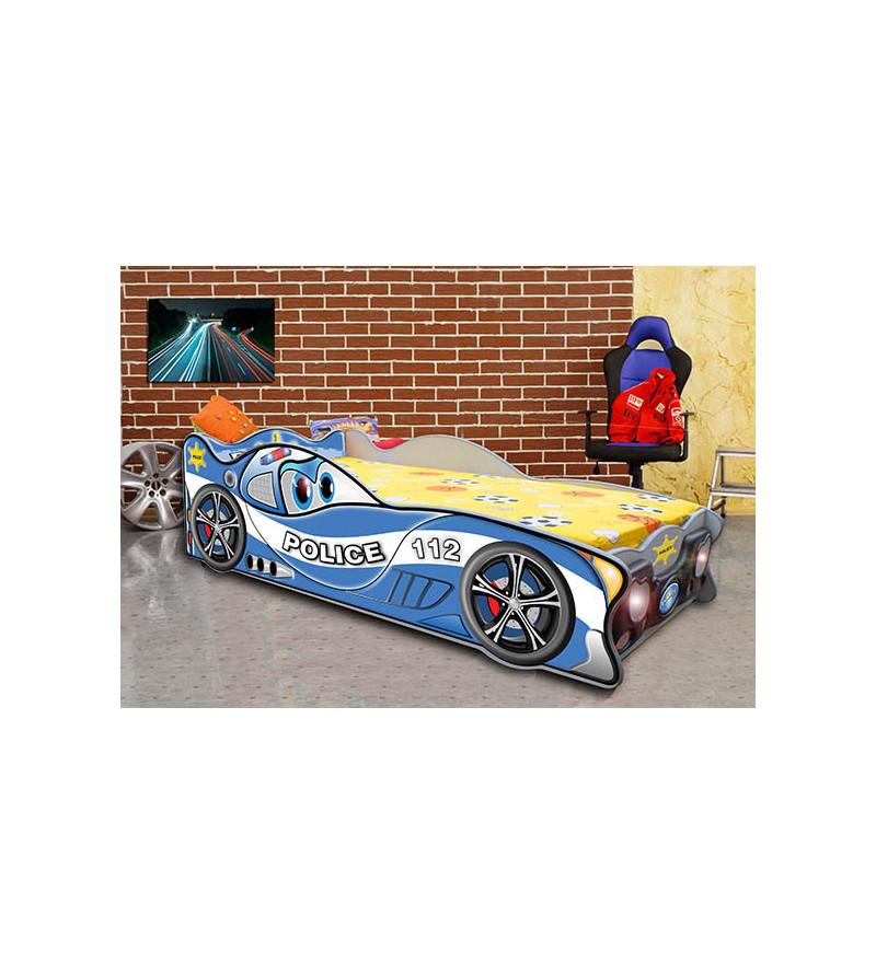 Gaba McQueen POLICE Car Children's Baby Bed with Mattress