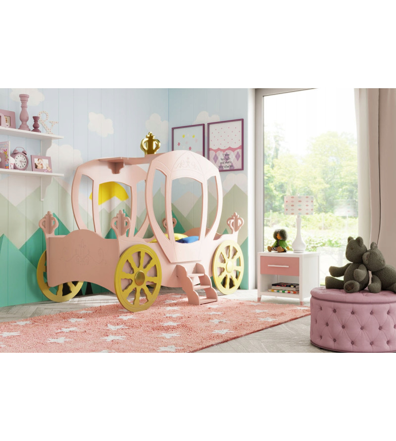 Gaba CARRIAGE Pink Children's Baby Bed with Mattress