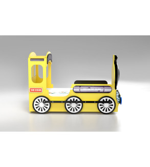 Gaba LOCOMOTIVE Yellow Children's Baby Bed with Mattress