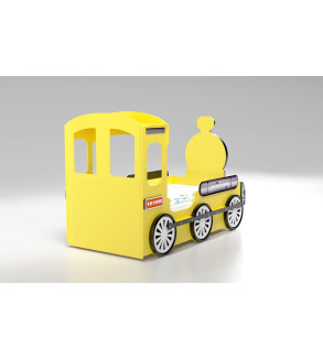 Gaba LOCOMOTIVE Yellow Children's Baby Bed with Mattress