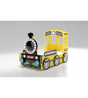 Gaba LOCOMOTIVE Yellow Children's Baby Bed with Mattress