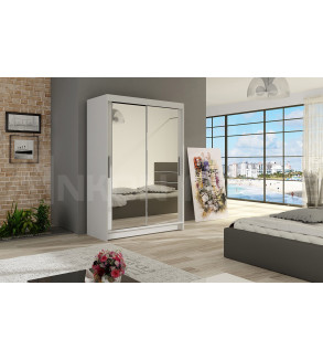 Gaba M7 120cm Sliding Door Wardrobe Full Mirror White