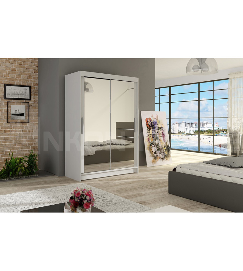 Gaba M7 120cm Sliding Door Wardrobe Full Mirror White