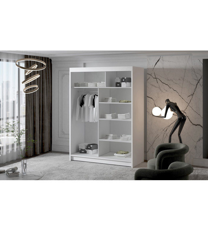 Gaba M7 120cm Sliding Door Wardrobe Full Mirror White