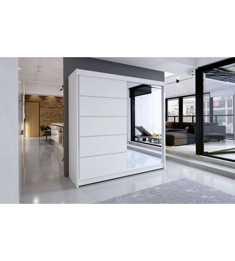 Gaba White Series 180cm Sliding Door Wardrobe Full White