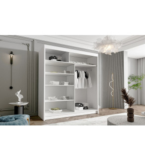 Gaba White Series 180cm Sliding Door Wardrobe Full White