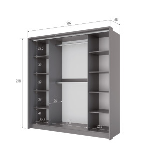 GABA PREMIUM BM 210 cm Sliding Door Wardrobe with Mirror