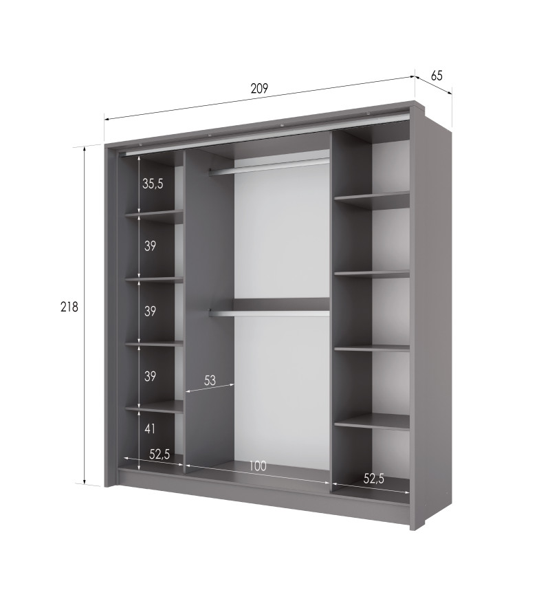 GABA PREMIUM BM 210 cm Sliding Door Wardrobe with Mirror