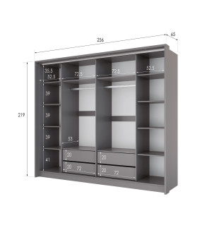 GABA PREMIUM BM 256 cm Sliding Door Wardrobe with Mirror