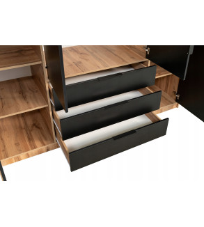 Gaba BA D3 Lux 150cm Oak/Black Wardrobe