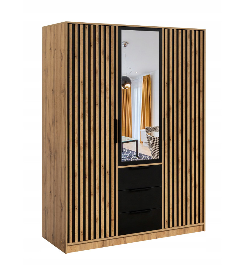 Gaba BA D3 Lux 150cm Oak/Black Wardrobe