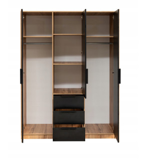 Gaba BA D3 Lux 150cm Oak/Black Wardrobe