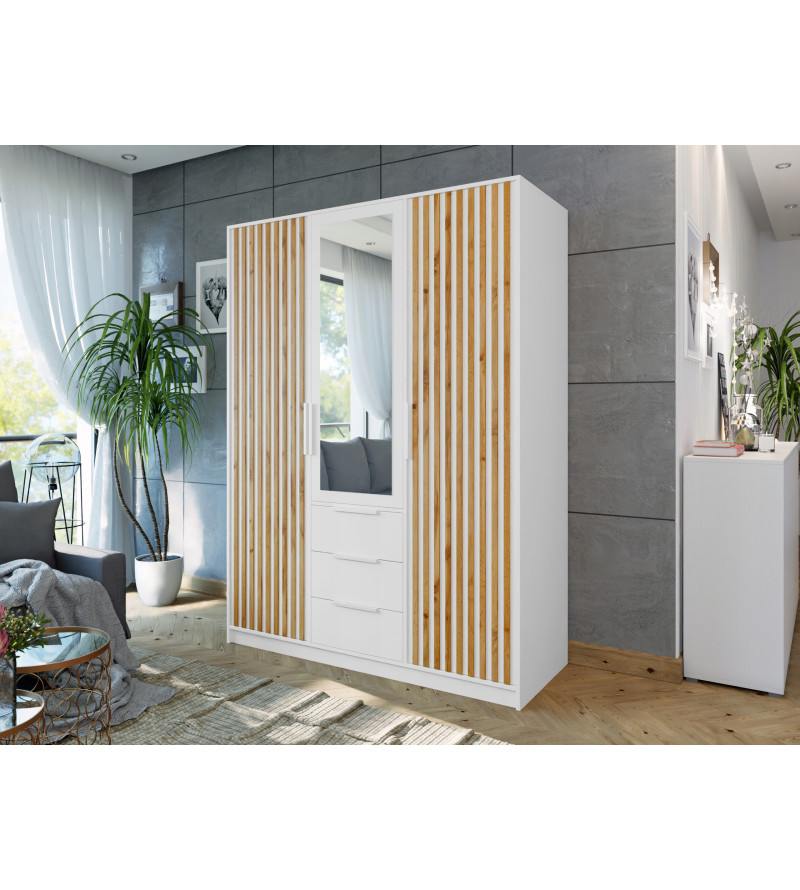 Gaba BA D3 Lux 150cm White / Oak  Wardrobe