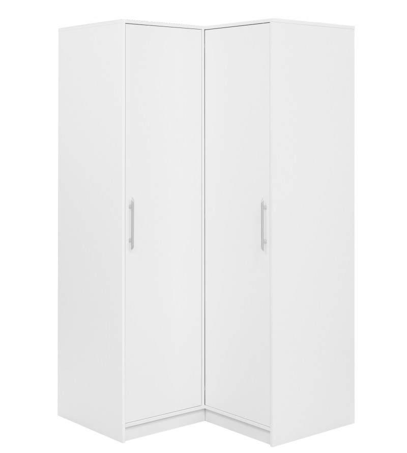 Gaba BA Corner Wardrobe Full White 2 Hanging Rail - Shelves Space Saver