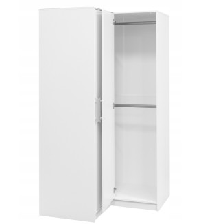 Gaba BA Corner Wardrobe Full White 2 Hanging Rail - Shelves Space Saver