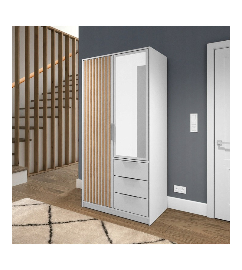 Gaba BA D2 Lux  White / Oak 100cm Wardrobe