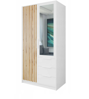Gaba BA D2 Lux  White / Oak 100cm Wardrobe