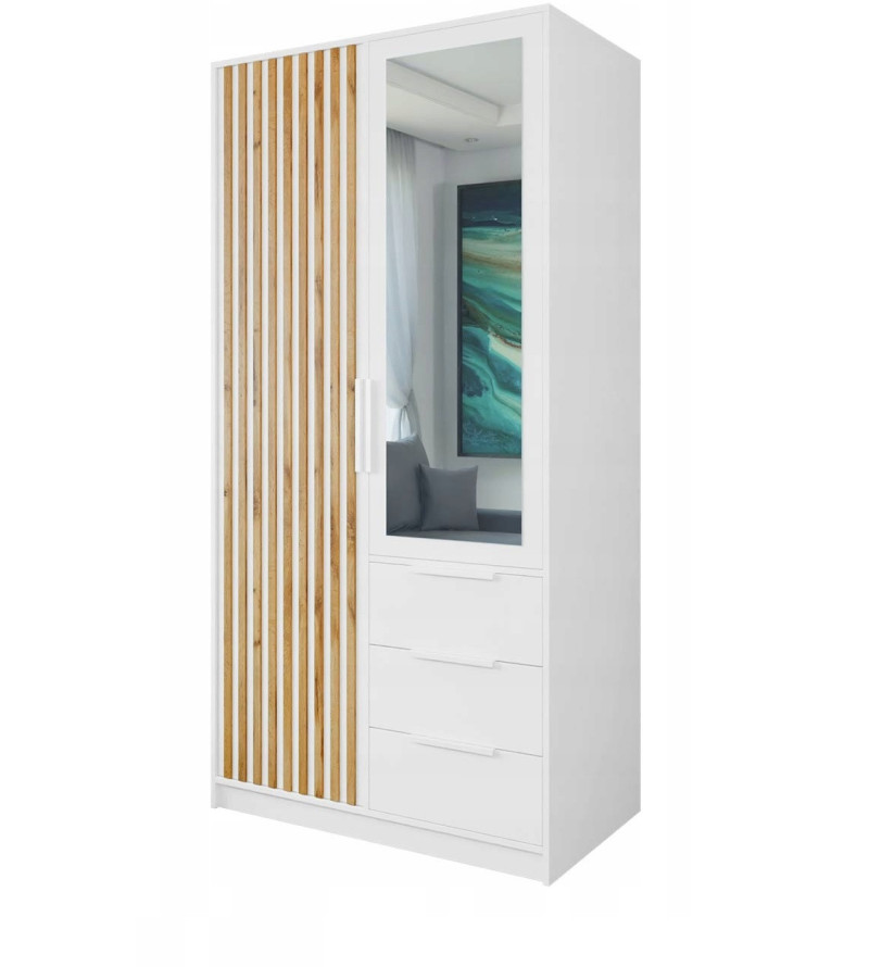 Gaba BA D2 Lux  White / Oak 100cm Wardrobe