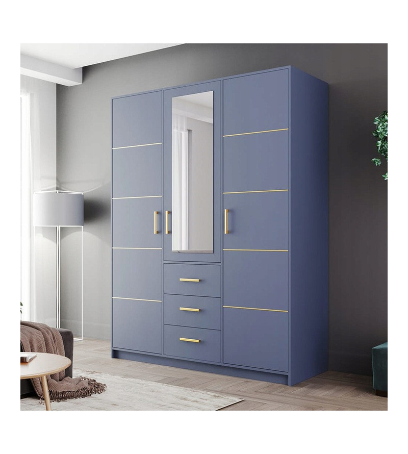 Gaba BA D3 147 cm Hinged Door Wardrobe Blue