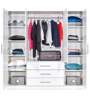 GABA BA D4 200 cm White Hinged Door Wardrobe with Mirror