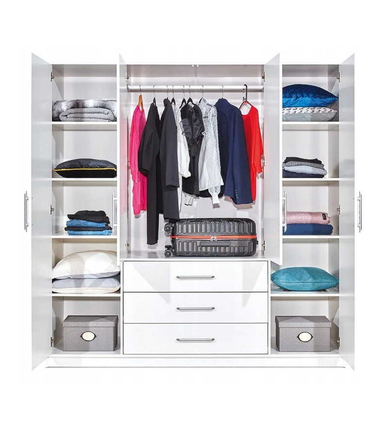 GABA BA D4 200 cm White Hinged Door Wardrobe with Mirror