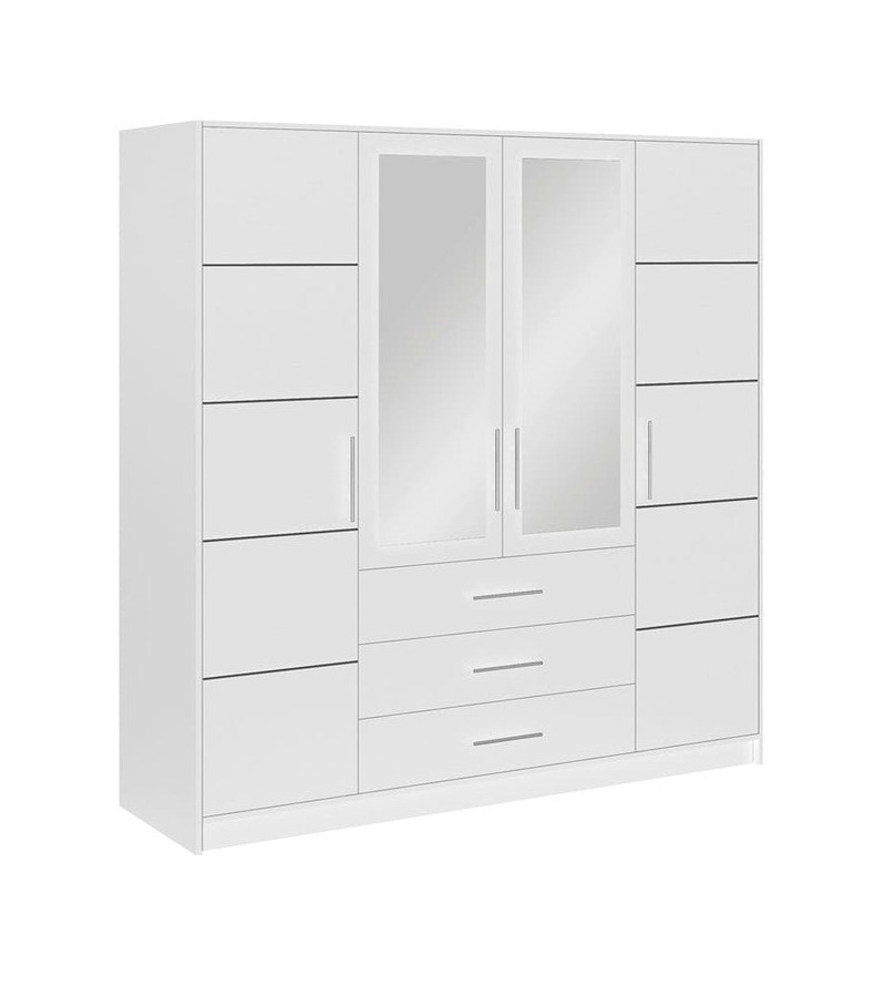 GABA BA D4 200 cm White Hinged Door Wardrobe with Mirror