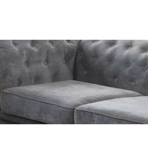 Gaba Chesterfield Sofa Set 3 + 2 Dark Grey Plush Velvet
