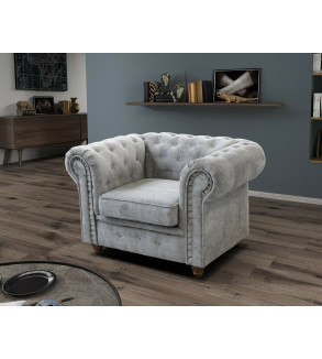 Gaba Chesterfield Sofa Set 3 + 2 Dark Grey Plush Velvet