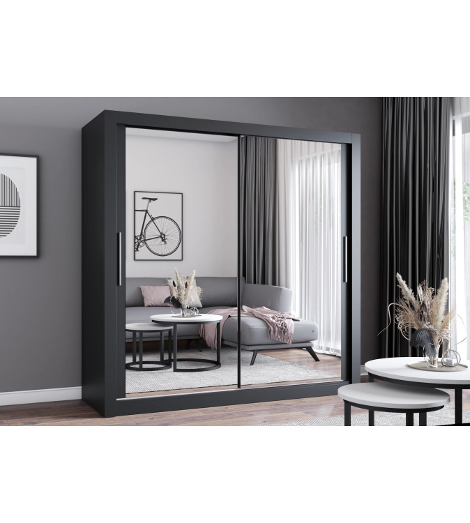 Gaba MN 203 cm Sliding Door Wardrobe with Mirror