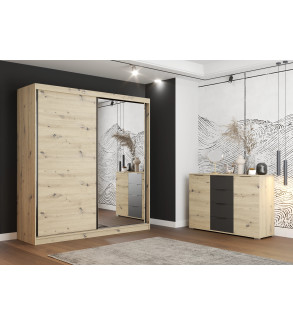 Gaba WE 2D 203 cm Sliding Door Wardrobe with Mirror