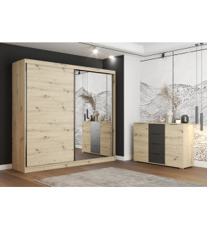 Gaba WE 3D 233 cm Sliding Door Wardrobe with Mirror