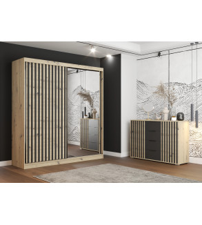 Gaba WE I 2D 203 cm Sliding Door Wardrobe with Mirror