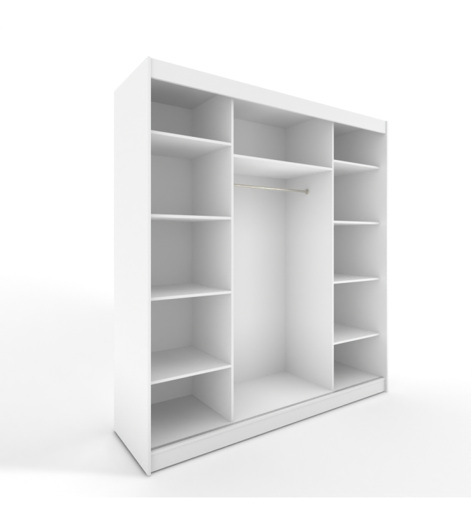 GABA White Series 200 cm Sliding Door Wardrobe with Mirror